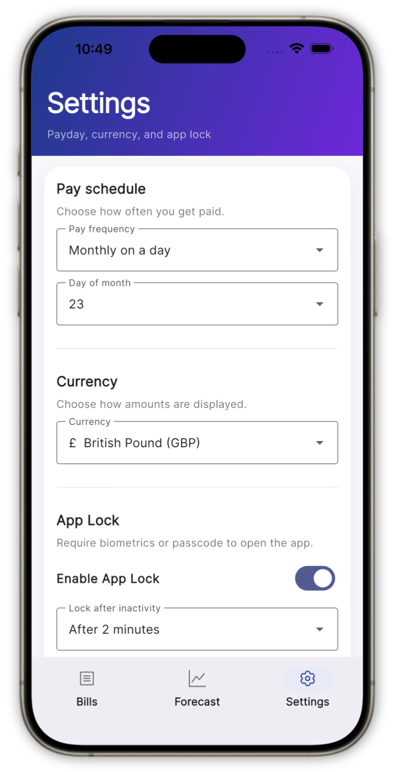 Buffer Settings screen